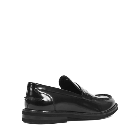 Erkek Siyah Açma Deri Loafer