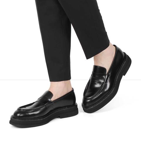 Erkek Siyah Açma Deri Loafer