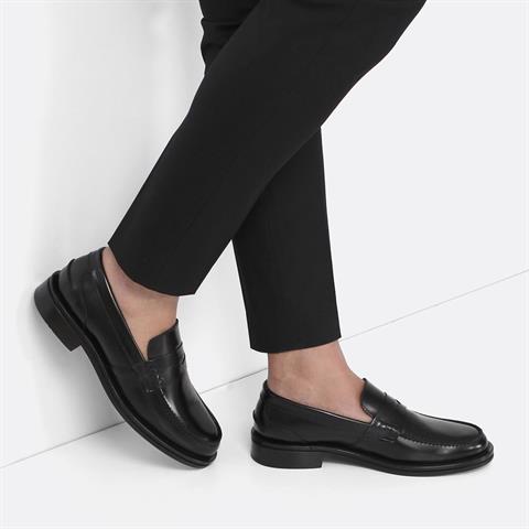 Erkek Siyah Açma Deri Loafer