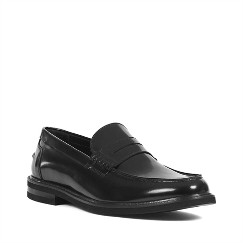 Erkek Siyah Açma Deri Loafer