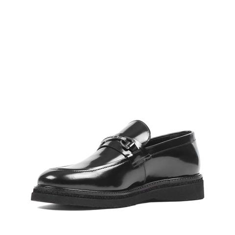 Erkek Siyah Açma Deri Loafer