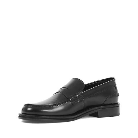Erkek Siyah Açma Deri Loafer