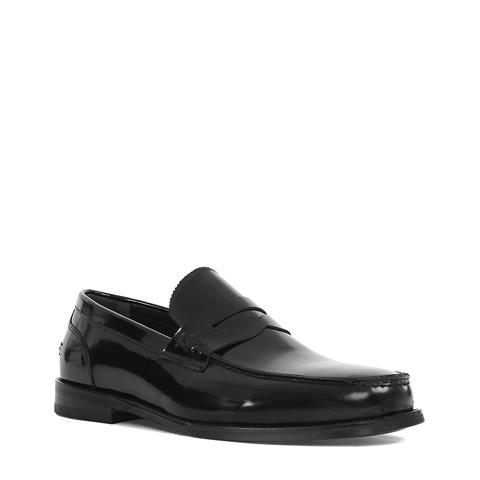 Erkek Siyah Açma Deri Loafer