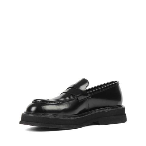 Erkek Siyah Açma Deri Loafer