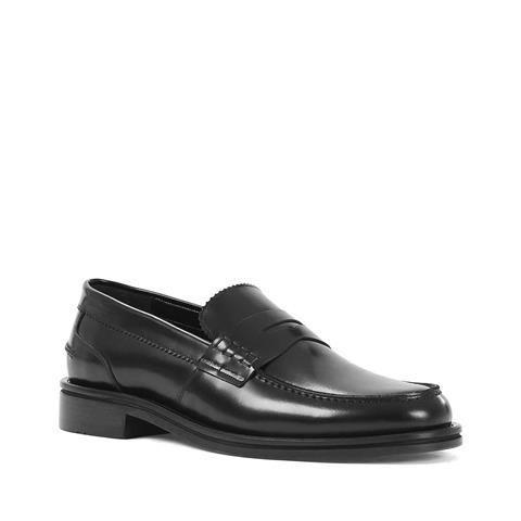 Erkek Siyah Açma Deri Loafer