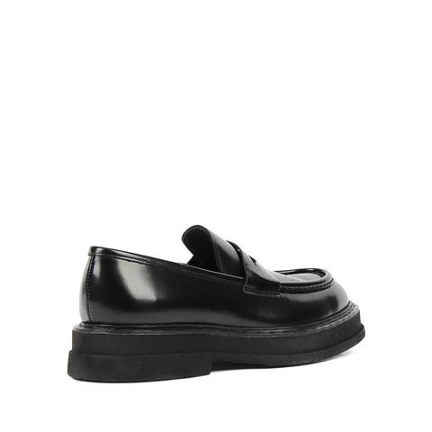 Erkek Siyah Açma Deri Loafer