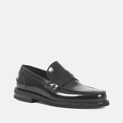 Erkek Siyah Açma Deri Loafer