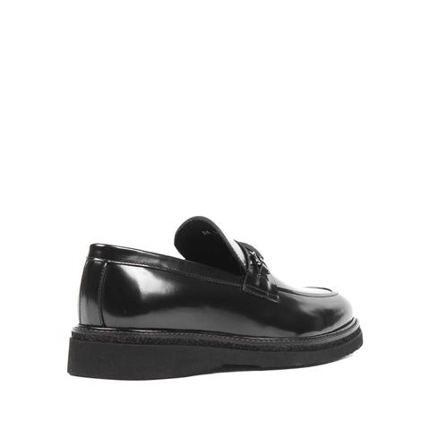 Erkek Siyah Açma Deri Loafer