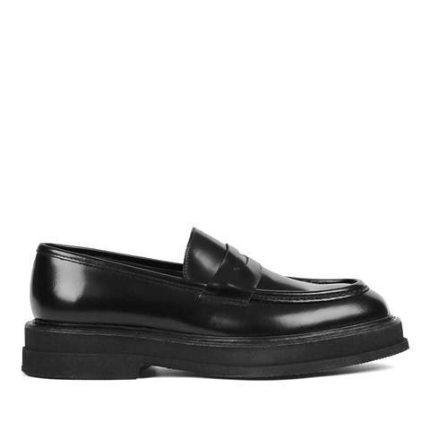 Erkek Siyah Açma Deri Loafer