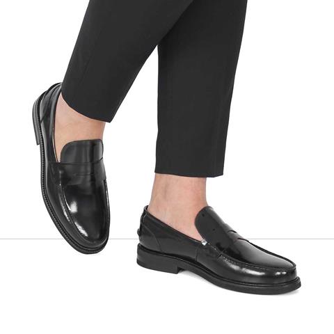 Erkek Siyah Açma Deri Loafer