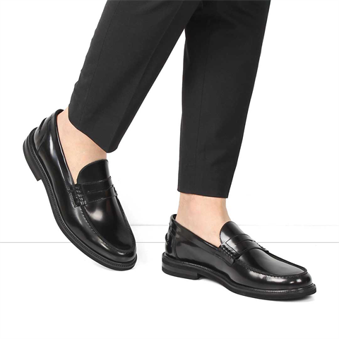 Erkek Siyah Açma Deri Loafer