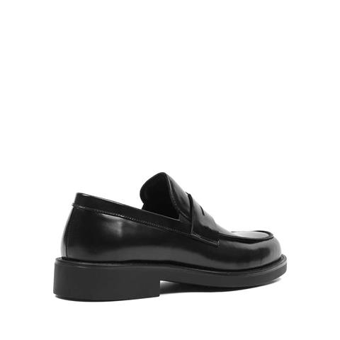 Erkek Siyah Açma Deri Loafer