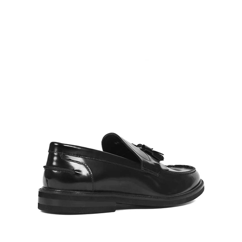 Erkek Siyah Açma Deri Loafer
