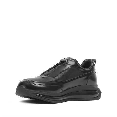 Erkek Siyah Açma Deri Sneaker
