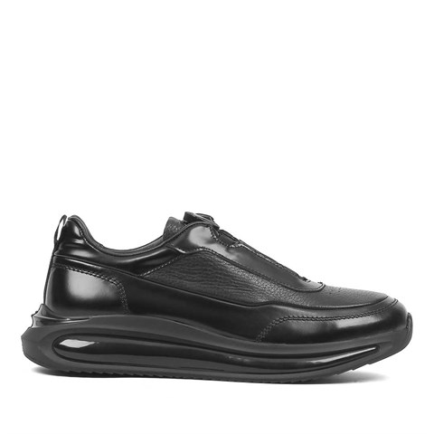 Celal Gültekin Erkek Siyah Açma Deri Sneaker