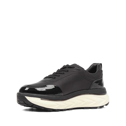 Erkek Siyah Açma Deri Sneaker