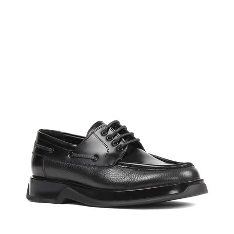 Erkek Siyah Bağcıklı Açma Deri Ayakkabı