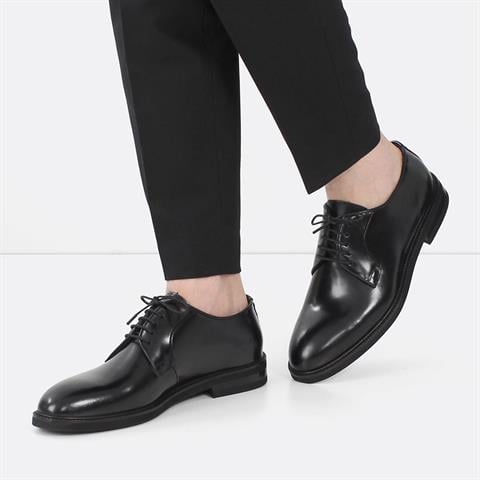 Erkek Siyah Bağcıklı Açma Deri Klasik Ayakkabı