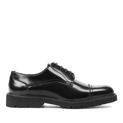 Erkek Siyah Bağcıklı Açma Deri Klasik Ayakkabı