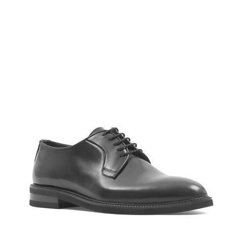 Erkek Siyah Bağcıklı Açma Deri Klasik Ayakkabı