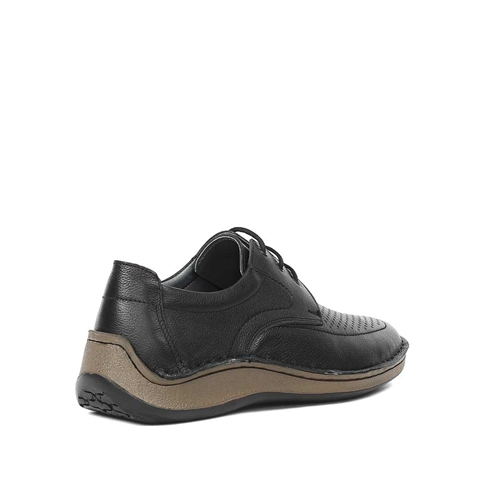 Erkek Siyah Bağcıklı Deri Ayakkabı