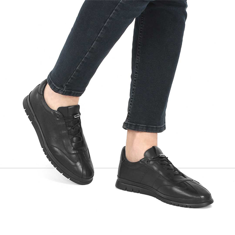 Erkek Siyah Bağcıklı Deri Ayakkabı