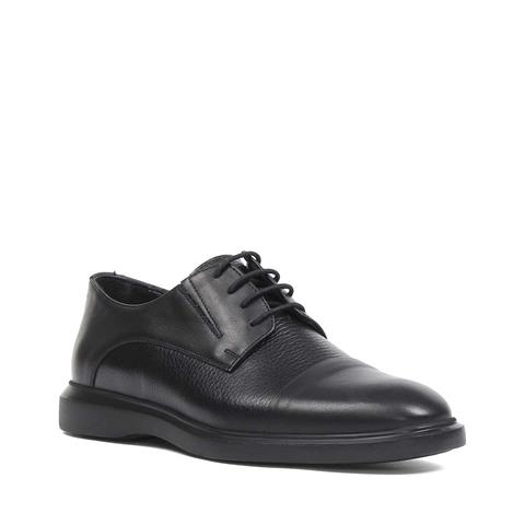 Erkek Siyah Bağcıklı Deri Ayakkabı