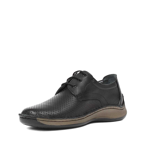 Erkek Siyah Bağcıklı Deri Ayakkabı