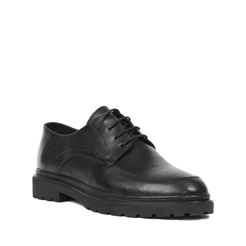 Erkek Siyah Bağcıklı Deri Ayakkabı