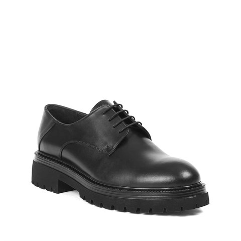 Erkek Siyah Bağcıklı Deri Ayakkabı