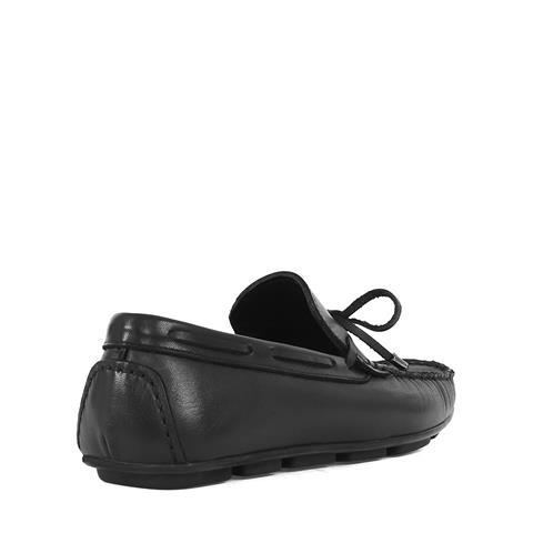 Erkek Siyah Bağcıklı Deri Günlük Ayakkabı