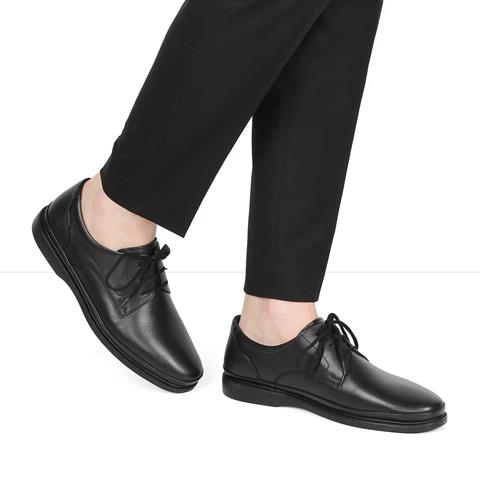 Erkek Siyah Bağcıklı Deri Günlük Ayakkabı