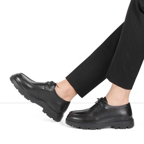 Erkek Siyah Bağcıklı Deri Günlük Ayakkabı