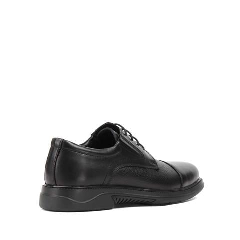 Erkek Siyah Bağcıklı Deri Günlük Ayakkabı