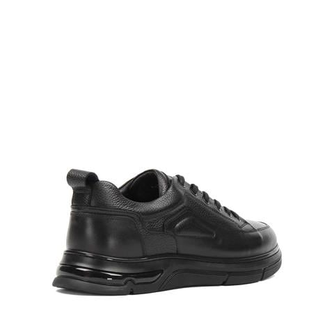 Erkek Siyah Bağcıklı Deri Günlük Ayakkabı