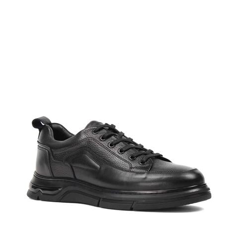 Erkek Siyah Bağcıklı Deri Günlük Ayakkabı