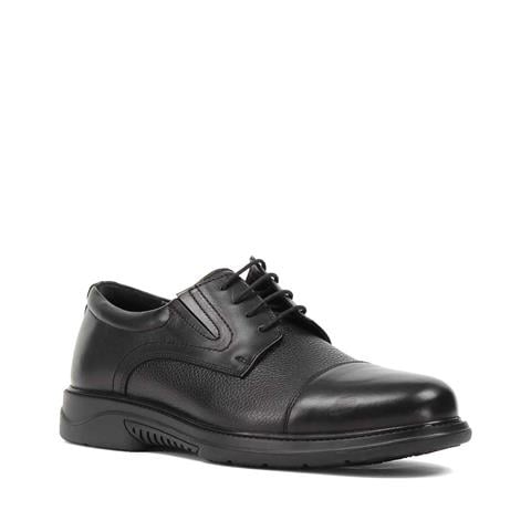 Erkek Siyah Bağcıklı Deri Günlük Ayakkabı