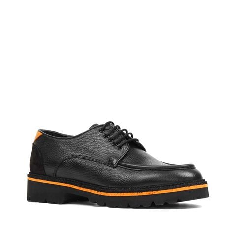 Erkek Siyah Bağcıklı Deri Günlük Ayakkabı