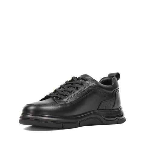 Erkek Siyah Bağcıklı Deri Günlük Ayakkabı