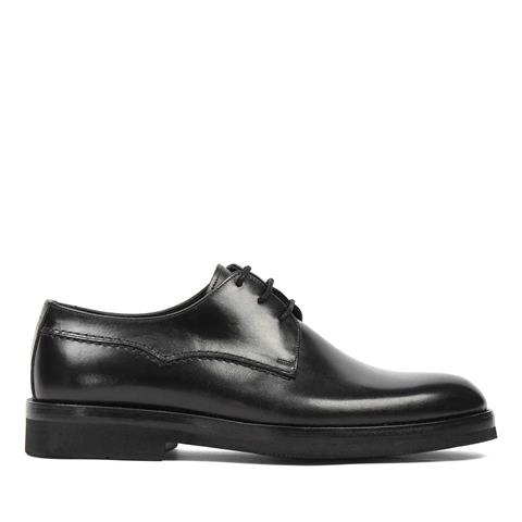 Erkek Siyah Bağcıklı Deri Klasik Ayakkabı