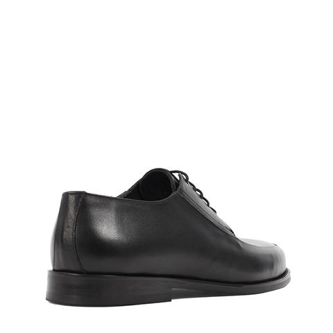 Erkek Siyah Bağcıklı Deri Klasik Ayakkabı