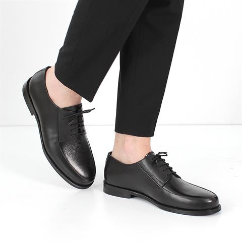 Erkek Siyah Bağcıklı Deri Klasik Ayakkabı