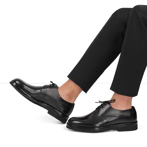 Erkek Siyah Bağcıklı Deri Klasik Ayakkabı