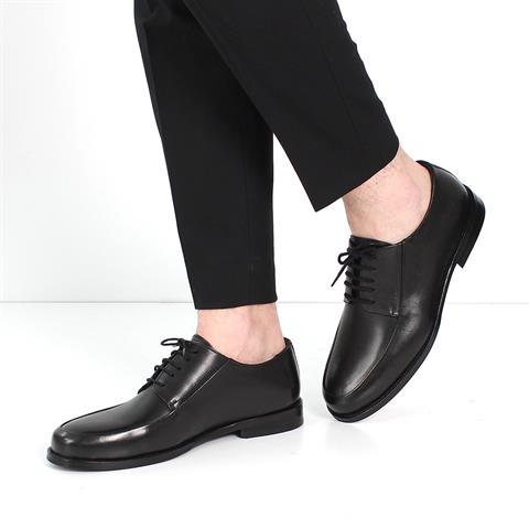Erkek Siyah Bağcıklı Deri Klasik Ayakkabı