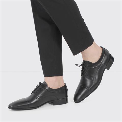 Erkek Siyah Bağcıklı Deri Klasik Ayakkabı