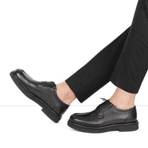 Erkek Siyah Bağcıklı Deri Klasik Ayakkabı
