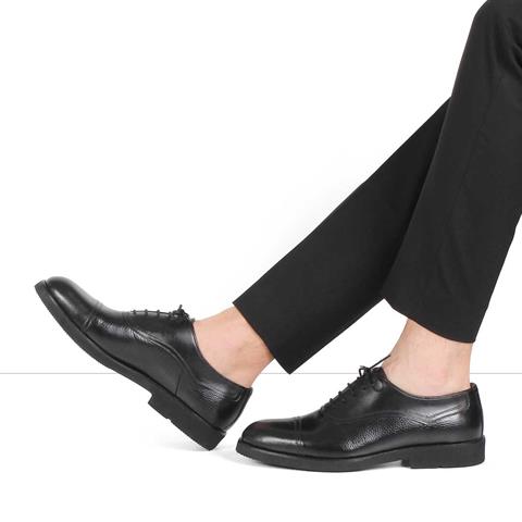 Erkek Siyah Bağcıklı Deri Klasik Ayakkabı