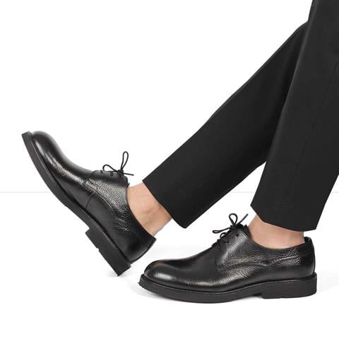 Erkek Siyah Bağcıklı Deri Klasik Ayakkabı