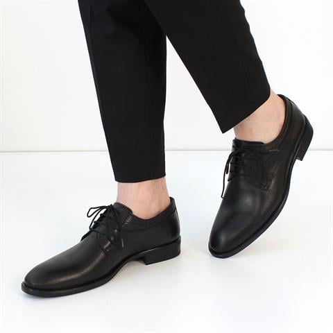 Erkek Siyah Bağcıklı Deri Klasik Ayakkabı
