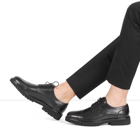Erkek Siyah Bağcıklı Deri Klasik Ayakkabı